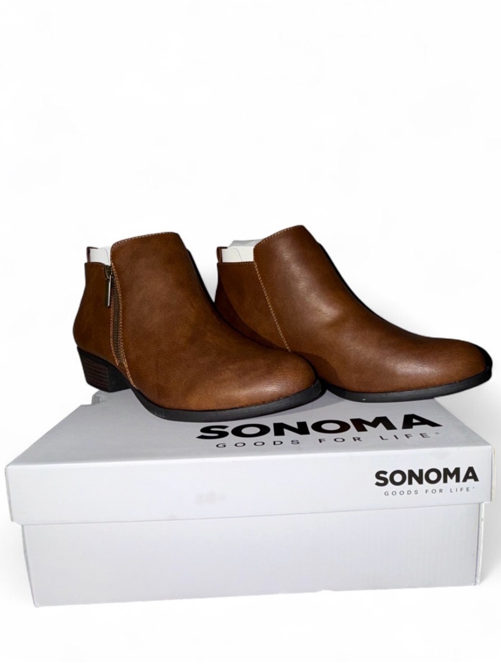 Sonoma Tan Brown Ankle Boots with Side Zip